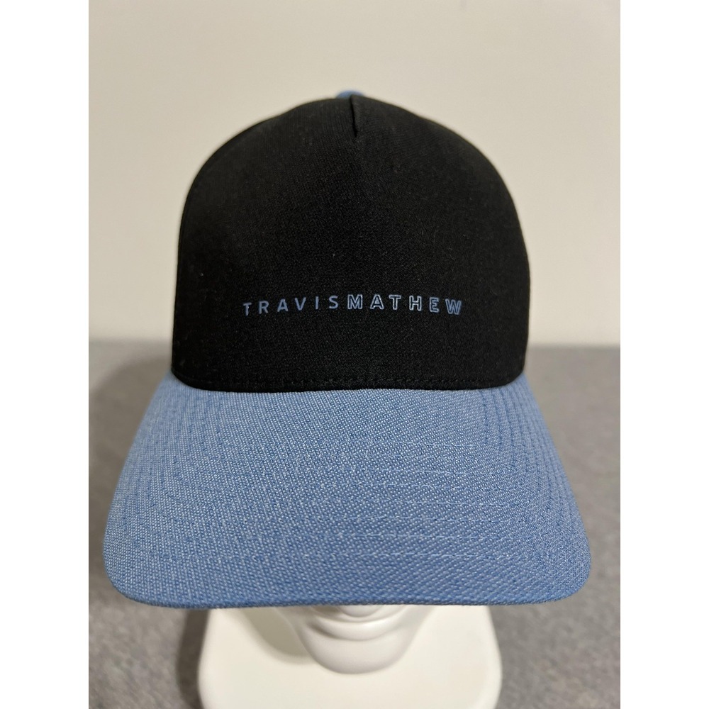 Travis Mathew Hat Cap Snap Back Black Blue Flexfit 110 Golf Athletic Mens